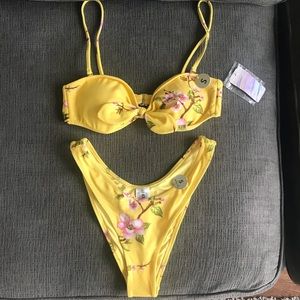 High cut sexy floral bikini